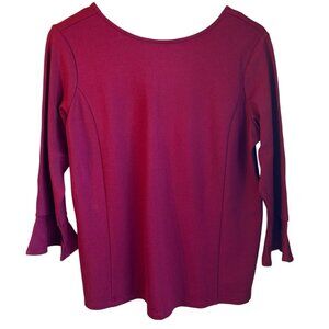 Talbots Women's Red Scoop Neck Bell Sleeve Pull Over Top Size XP NWT Casual